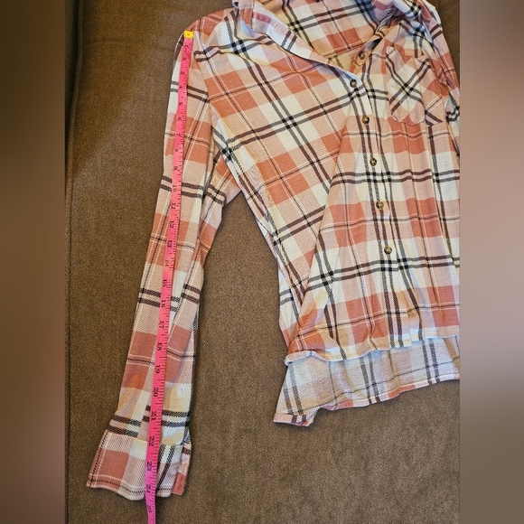 Justice Long Sleeve Plaid Button Down Size L - Picture 3 of 11